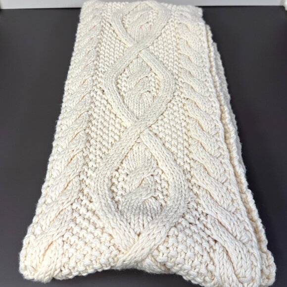 Coach Cable Knit Wool Winter Scarf 76” Off White NWT Cozy 100% Wool - Picture 4 of 6